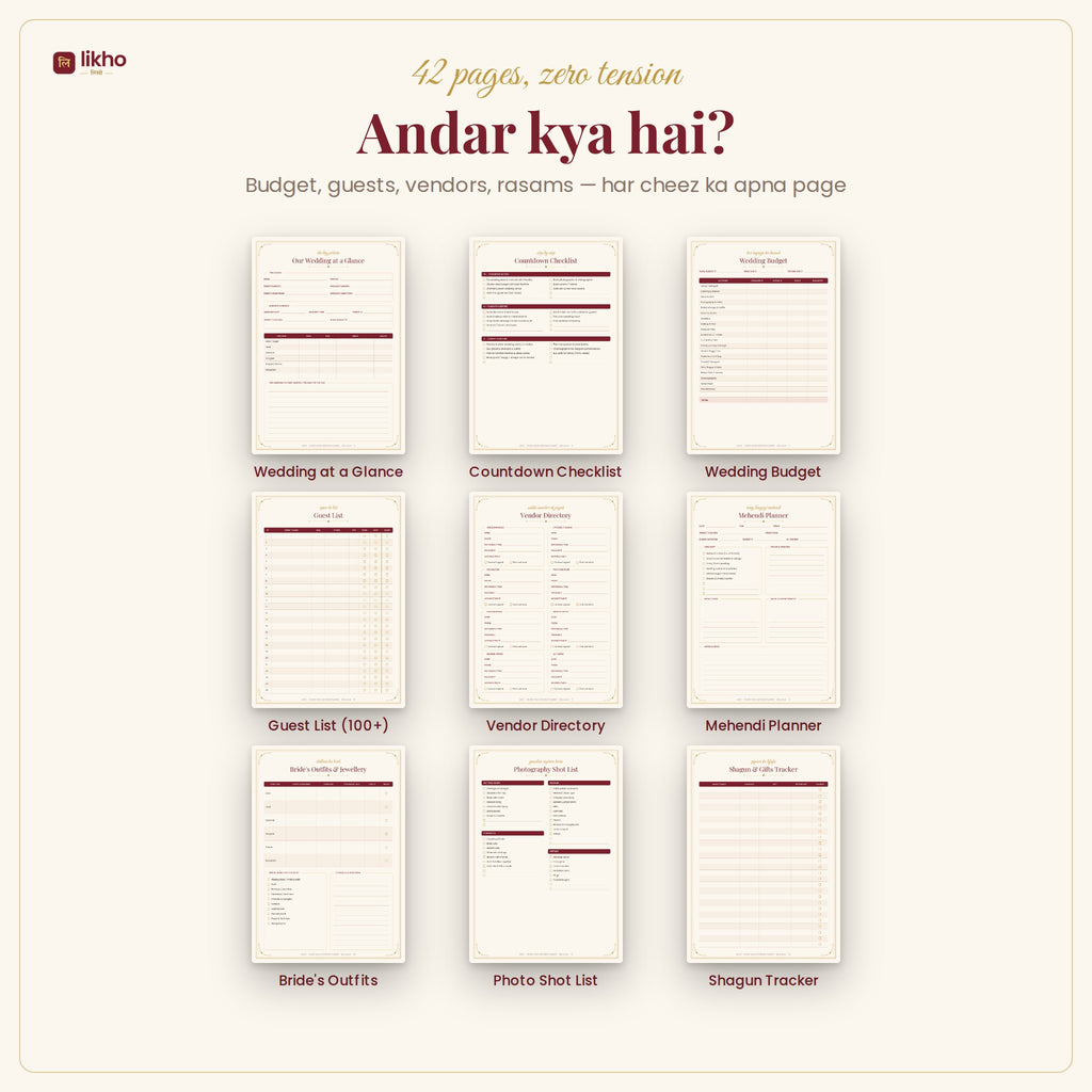 Shubh Vivah – Indian Wedding Planner | Printable + Digital PDF