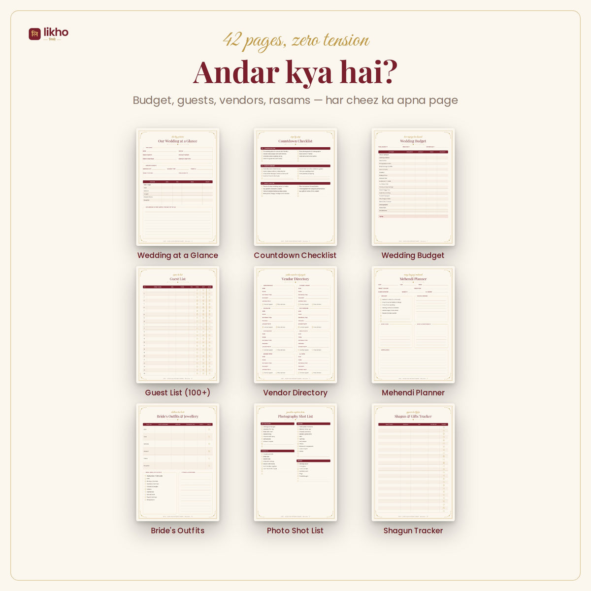 Shubh Vivah – Indian Wedding Planner | Printable + Digital PDF