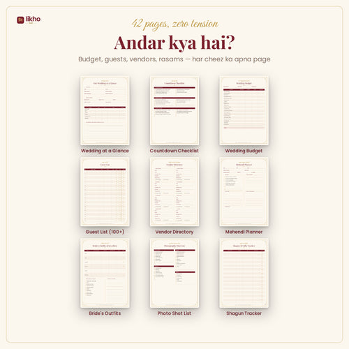 Shubh Vivah – Indian Wedding Planner | Printable + Digital PDF