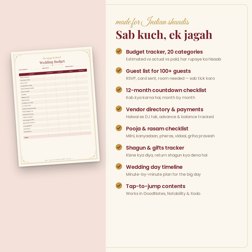 Shubh Vivah – Indian Wedding Planner | Printable + Digital PDF
